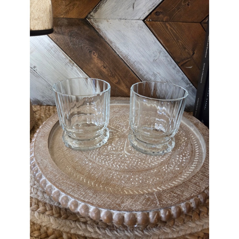Dansk Designs France Crystal Rocks Glasses Set of 2 Fluted Whiskey Tumblers